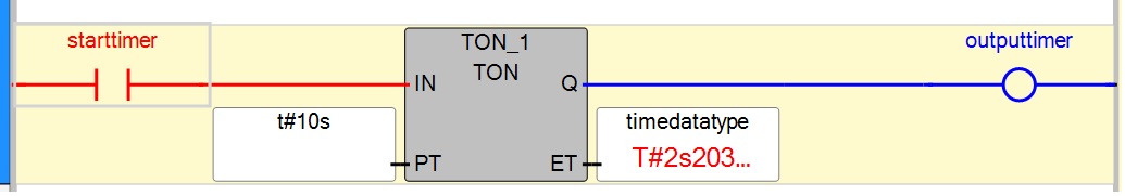 what is on delay timer in:TON